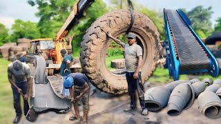 Incredible Making Process of Conveyor Belt from Used Tyres  Work Process [upl. by Alikee280]