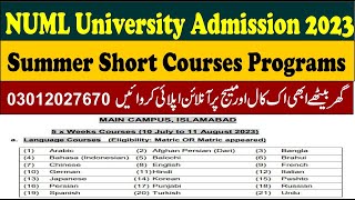 NUML University Short Courses admission 2023Online apply iELTSEnglisJapaneseChinese etc5 WEEKS [upl. by Loriner835]