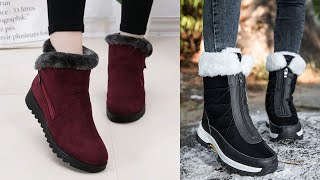 New WInter Beautiful footware fashionable boots and Warm Plush Snow Shoes Zipper designs 2024 [upl. by Stuckey]