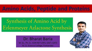 Synthesis of amino acid by Erlenmeyer Azlactone Synthesis  Dr Bharat Baria [upl. by Marci]