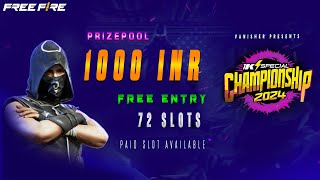 Free Fire 1K Prize Pool Tournament  Free Entry  2024 Championship  JOIN NOW [upl. by Abigale399]