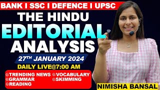 The Hindu Editorial Analysis 27th JANUARY 2024 Vocab Grammar Reading Skimming  Nimisha Bansal [upl. by Hands]