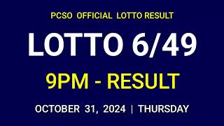 649 LOTTO RESULT TODAY 9PM DRAW October 31 2024 Thursday PCSO SUPER LOTTO 649 Draw Tonight [upl. by Notlok]