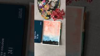 Simple Watercolor Sunset Tutorial 🌅✨  Easy Painting for beginners watercolor art painting [upl. by Kennard708]