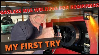 gasless mig welding for beginners MY FIRST TRY [upl. by Ecadnak938]