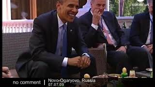 Obama amp Putin sharing a traditional Russian breakfast  No comment [upl. by Safko]