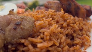 Ghanaian Jollof Rice amp Coleslaw  Grilled Chicken Delight [upl. by Yhtamit]