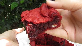 Red Velvet Brownies So yummy 4 ingredient brownies Cake Mix Hacks  Just Anya [upl. by Lyn625]