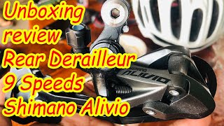 Unboxing amp Review Rear Derailleur Shimano Alivio M3100 9 Speeds [upl. by Wilek411]