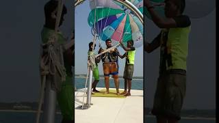 Parachute ride over Arabian sea in goa beach  Parachute ride in Goa over Arabian Sea [upl. by Dlorej]