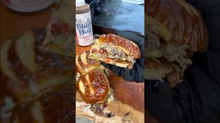 Pretzel Bun Sliders Sliders Cheeseburger Pretzel Griddle BurgerRecipe Recipe OutdoorCooking [upl. by Krigsman730]