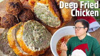 Deep Fried Stuffed Chicken with Lemongrass Sausage Stuffing [upl. by Dayle]