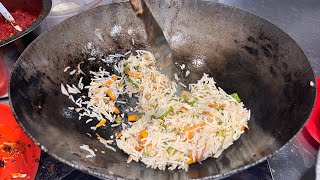 Spicy 🥵 Schezwan fried rice making  Street food gadag [upl. by Eerased]