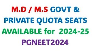 MD MS SEATS AVAILABLE IN GOVERNMENT AND PRIVATE QUOTA FOR 202425 pgneet kea [upl. by Isabel]