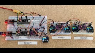 I2C Bus example with 2 STM32F4 Black Pills 3 TCA9548A Multiplexers and 5 096 inch displays [upl. by Jeffrey320]