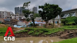 Ulu Pandan park connector cordoned off after landslide at BTO construction site in Clementi [upl. by Vig]