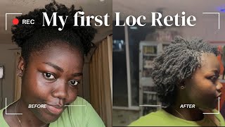 MY 1ST SISTERLOCKS RETIERETIGHTENING  1 MONTH LOCKED  INTERLOCKING  MICRO LOCS RETIE [upl. by Nalniuq]