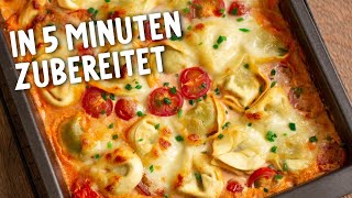 TORTELLINI AUFLAUF einfacher amp leckerer geht’s nicht vegetarisches Rezept [upl. by Ydnam]