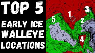 Early Ice Walleye Locations to CATCH MORE FISH  First Ice Walleye Fishing [upl. by Aihsotan]