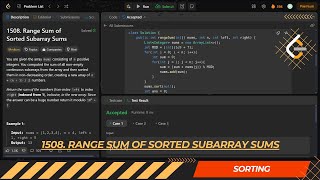 LEETCODE DAILY QUESTION 1508  Range Sum of Sorted Subarray Sums  Is Kabir Coding programming [upl. by Norris]