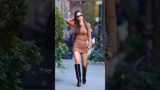 2024 autumn fall street fashion  long sleeve mini dress amp knee boots outfit fashion [upl. by Eive]