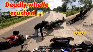 whelle crushed on Haiway 😢😱  Deadly whelle crushed 🥺  video bike motovlog whellie stunt [upl. by Frohne]