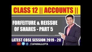 Class 12  ACCOUNTS Session 2019  20  FORFEITURE amp REISSUE of Shares  Part  5 [upl. by Vashti]