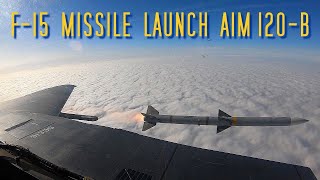 AIM120 AMRAAM Missile Firing From F15s Video [upl. by Aremmat]