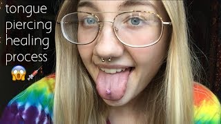 TONGUE PIERCING HEALING PROCESS PT1  Abi Gaertner [upl. by Atsirhcal491]