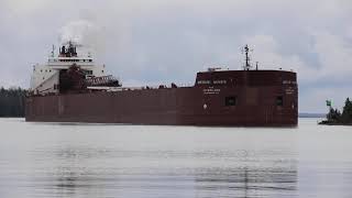 Mesabi Miner making the turn at Johnsons Point on the St Marys River at Middle Neebish [upl. by Chaworth812]