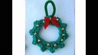 HOW TO CROCHET A MINIWREATH ORNAMENT [upl. by Westberg419]