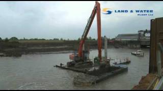 Long Reach Excavator Hitachi ZX 350 22m reach Land amp Water [upl. by Werdma]