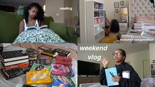 WEEKEND VLOG  reading sally rooney organizing my bookshelf and more [upl. by Einahpets636]