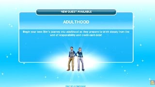 Sims Freeplay  Adulthood Quest [upl. by Unhsiv]