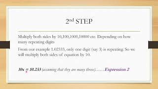 CONVERTING REPEATING DECIMALS INTO FRACTIONS [upl. by Naletak759]