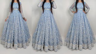 Organic anarkali frock cutting and stitching party wear long frock design umbrella frock cutting [upl. by Denis742]