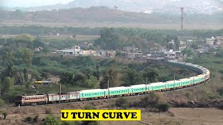 WAP4 Surprised Pom Big U Turn Curve At Ponpadi  Bangalore Howrah Humsafar [upl. by Ecirtac]