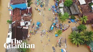 Aerial footage reveals devastation after deadly Indonesian tsunami [upl. by Schinica]