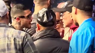 Teofimo Lopez Sr GOES AT IT with Arnold Barboza Jr TRADES WORDS ringside after Ortiz STOPS Lawson [upl. by Ahtiuqal281]