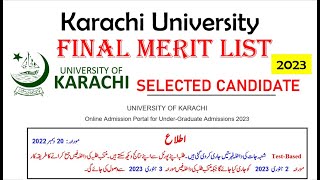 Karachi University Final Merit List 2023  Claim Form  Karachi University Provisional List 2023 [upl. by Enelhtac]