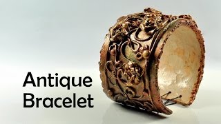 Antique  vintage bracelet with flowers  polymer clay TUTORIAL [upl. by Enitsirc542]