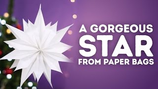 How to make a star from paper bags l 5MINUTE CRAFTS [upl. by Fem22]