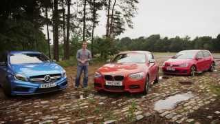 Mercedes A45 AMG vs BMW M135i vs Golf GTI [upl. by Essex]