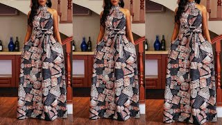 DIY halter neck tutorial HOW TO CUT AND SEW easily How to sew a Maxi dress with collar [upl. by Petr]