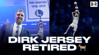 Dirk Nowitzki Gets His Jersey Hung By The Dallas Mavericks [upl. by Uolymme]