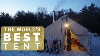 THE BEST TENT IN THE WORLD Winter Tent Camping amp Setup in Freezing Weather Wilderness Tent [upl. by Nolyad653]