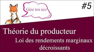 Microéconomie  La loi des rendements marginaux décroissants  Théorie du producteur 5 [upl. by Uht]