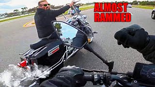 ANGRY HARLEY RIDER TRIES TO RAM BIKER  Unbelievable Motorcycle Moments Ep 539 [upl. by Oneida]