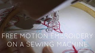 leaves  free motion embroidery on a sewing machine [upl. by Aivatnohs]