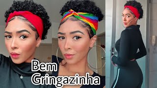 Penteado para cabelo cacheado curto  Penteado com bandana [upl. by Heaps]